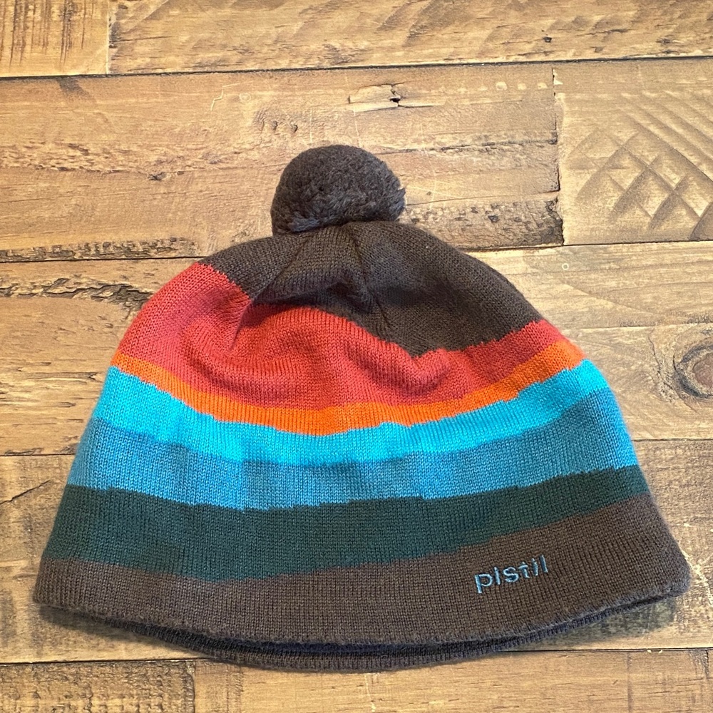 Pistil Colorful Striped Pom Beanie